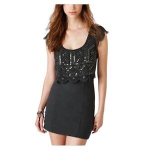 American Eagle Outfitters Charcoal Butterfly Sequined Bodycon Short Dress